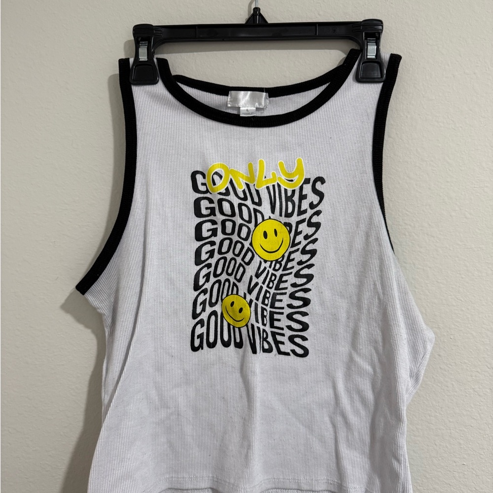 ONLY Good Vibes White Tank Top